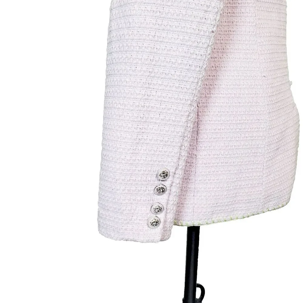 NEW 7 For All Mankind Women’s Tweed Blazer Small Purple Silver Button Jacket - Picture 5 of 12